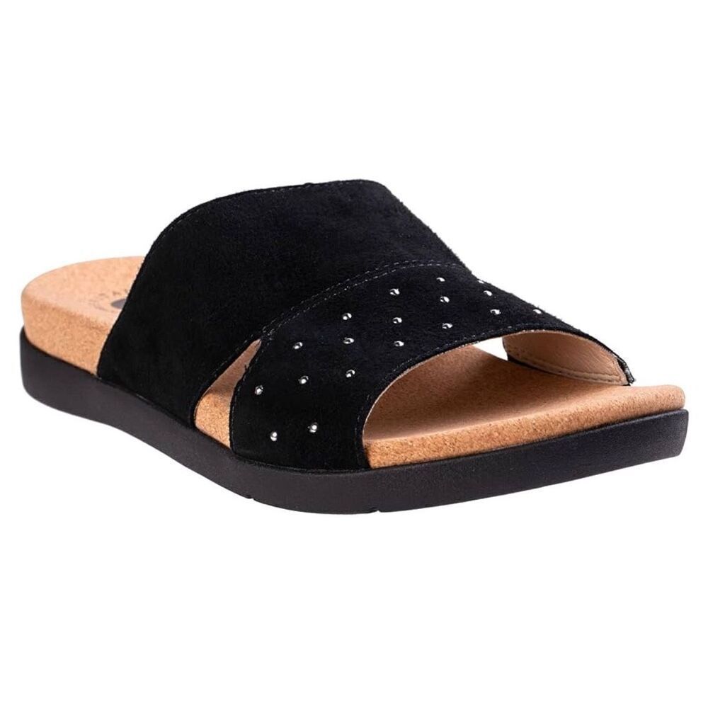 REVITALIGN Women's Lucy Stud Slide Sandal, Black, 5.5